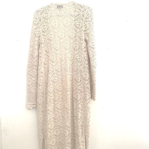 Aritzia Sunday best Freshman open weave/knit cardigan creme women S crochet maxi - Picture 3 of 12